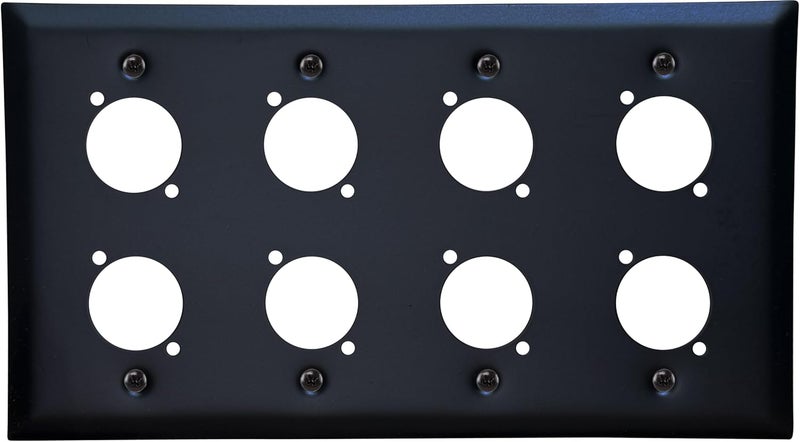 DIYTECH XLR Wall Plate Blank, Panel Combo - Perfect for Professional Audio Setups in Studios, Theaters, and Conference Rooms - Easy to Install and Durable Design (8 Port Black) - Image 1